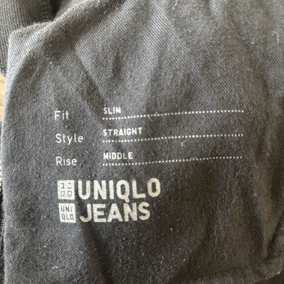 UNIQLO Selvedge Jeans Mens 29x33 Black Slim Straight Mid Rise Stretch Denim - Picture 5 of 11